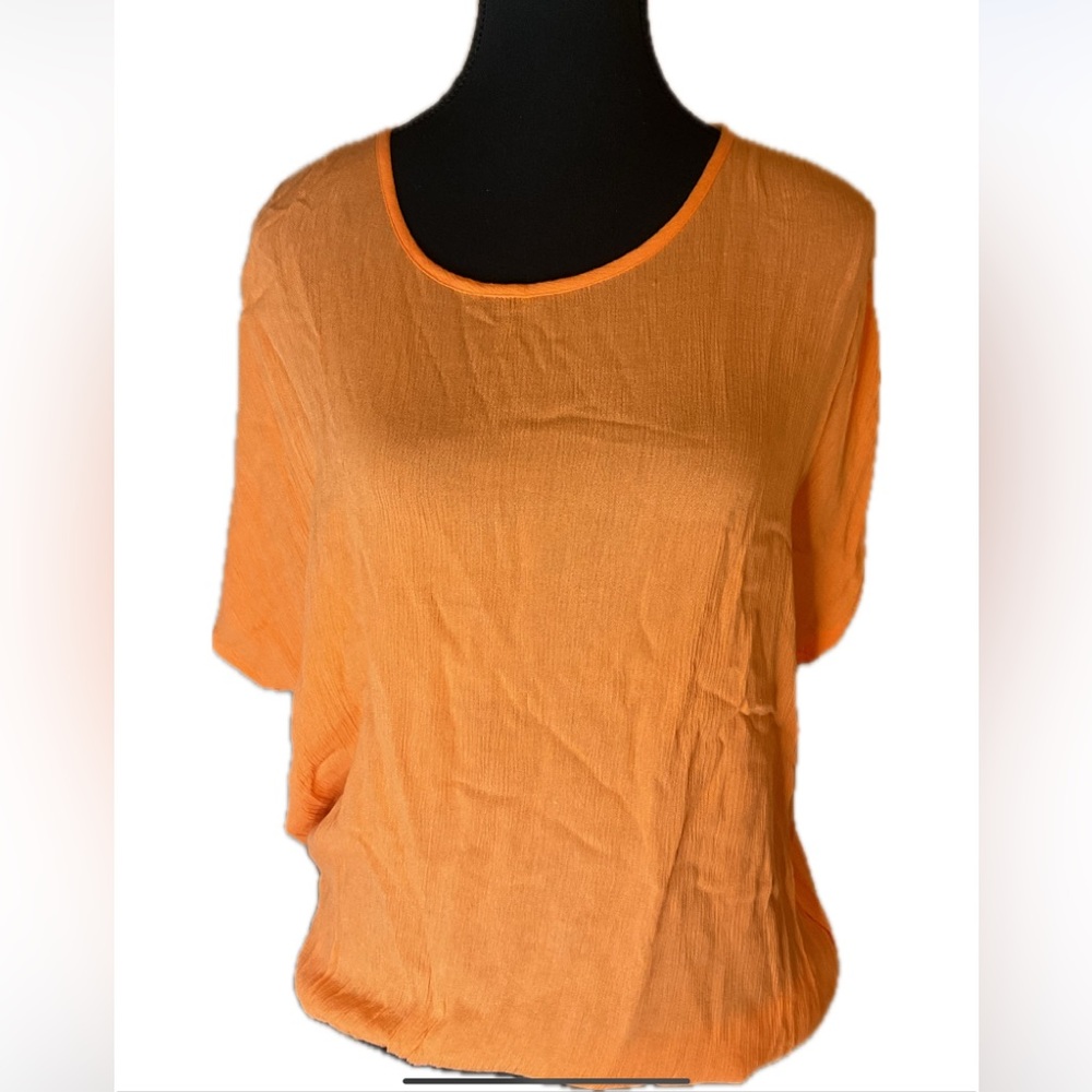Kaffe Orange textured Cover up top with stretch hem.